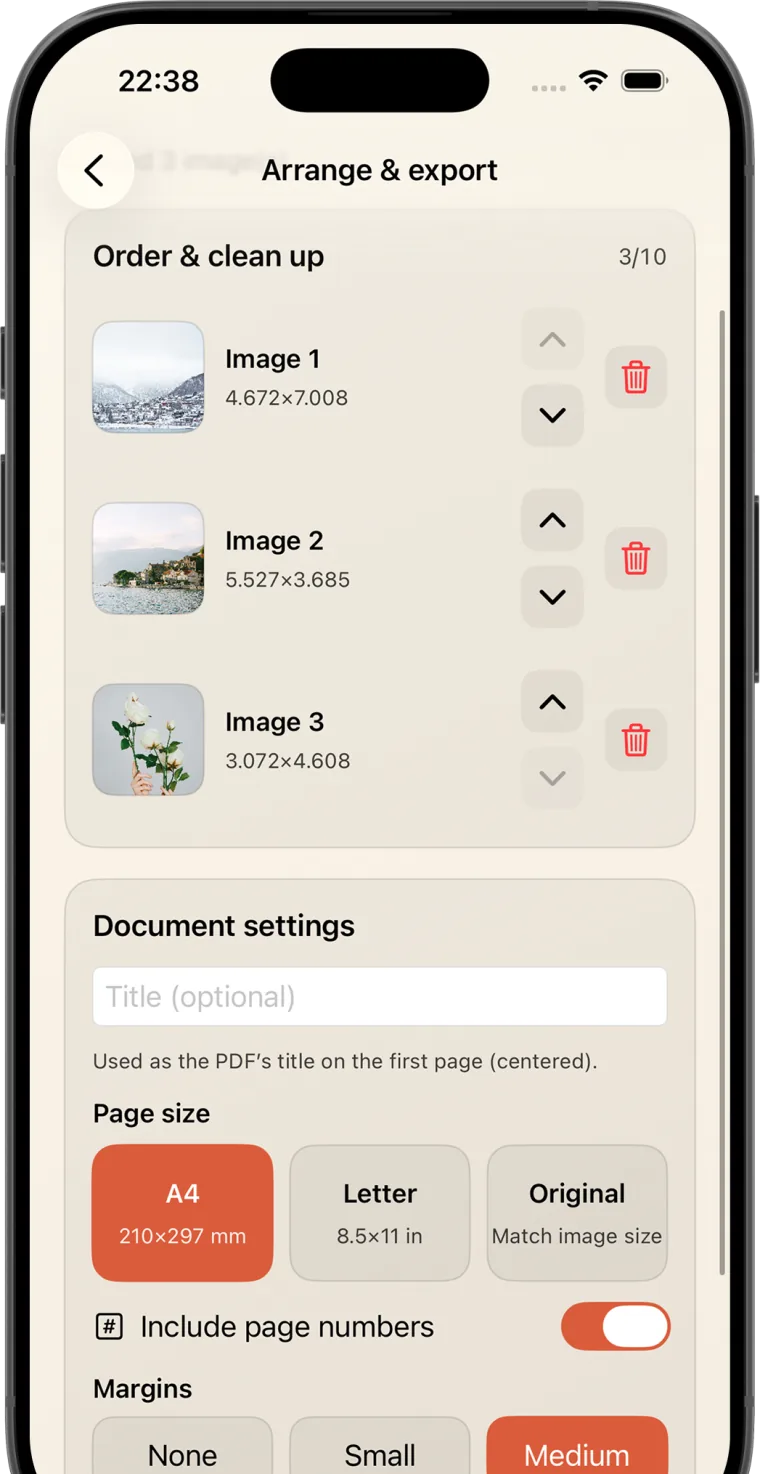 Convert Image to PDF - create app screen