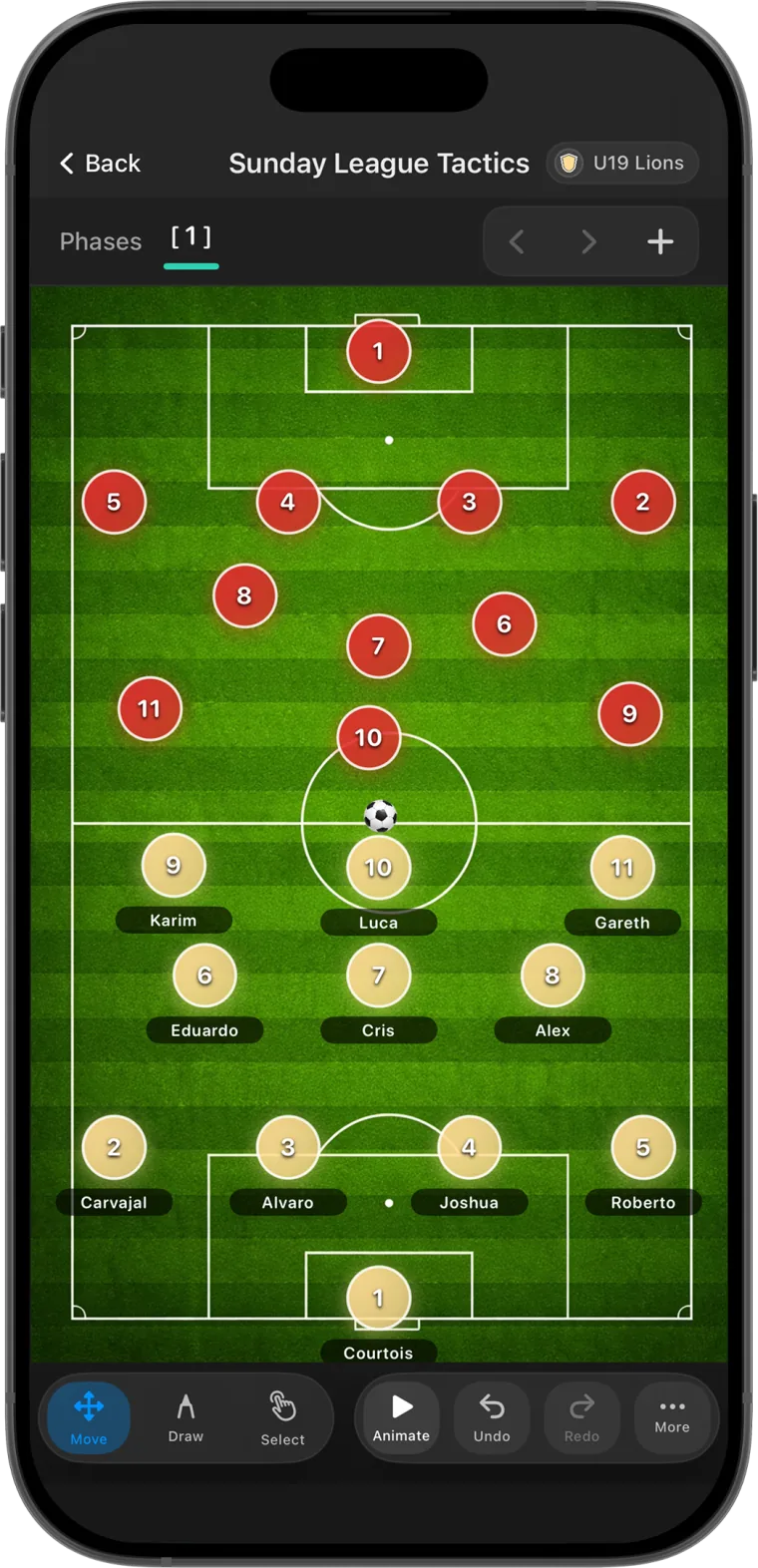 Soccer Coach Tactic Board: VA app screen