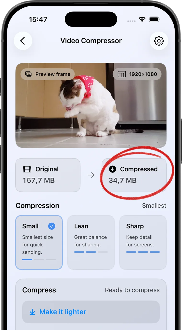 Video Compressor - reduce app screen