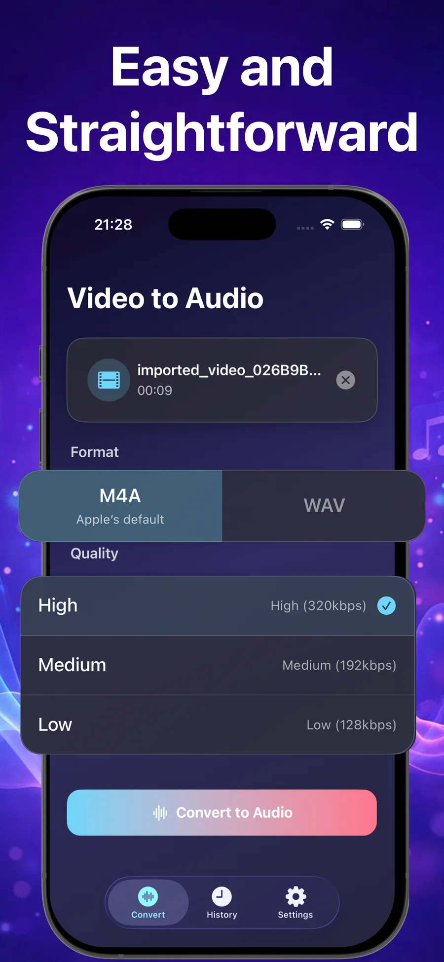 Convert Video to Audio - Pro app screen